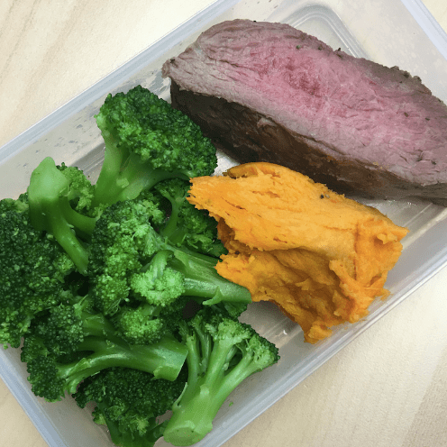 sirloin broccoli and sweet potato