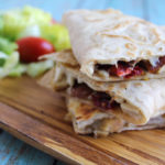 This blt chicken quesadilla is dairy-ffree and stuffed with sun dried tomatoes.