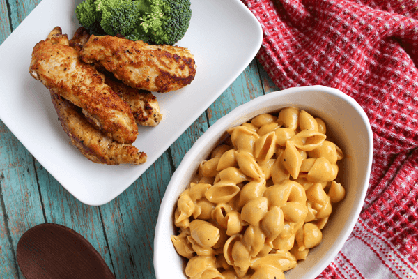 Here's a kids meal for adults, too with dairy-free mac and cheese.